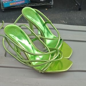 Jennifer Lopez Metallic Green Strappy Heels